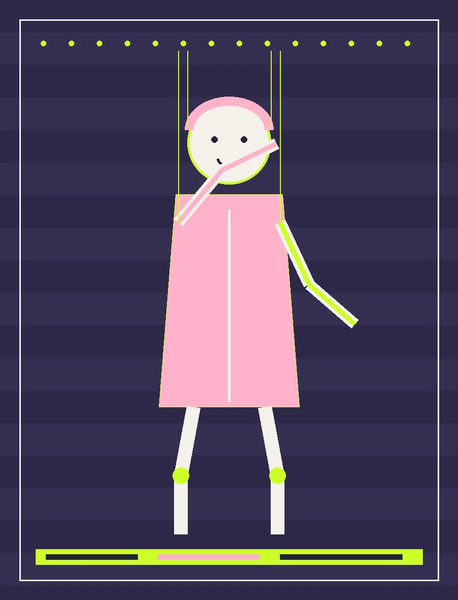 Puppet drawing back through a recoil pose