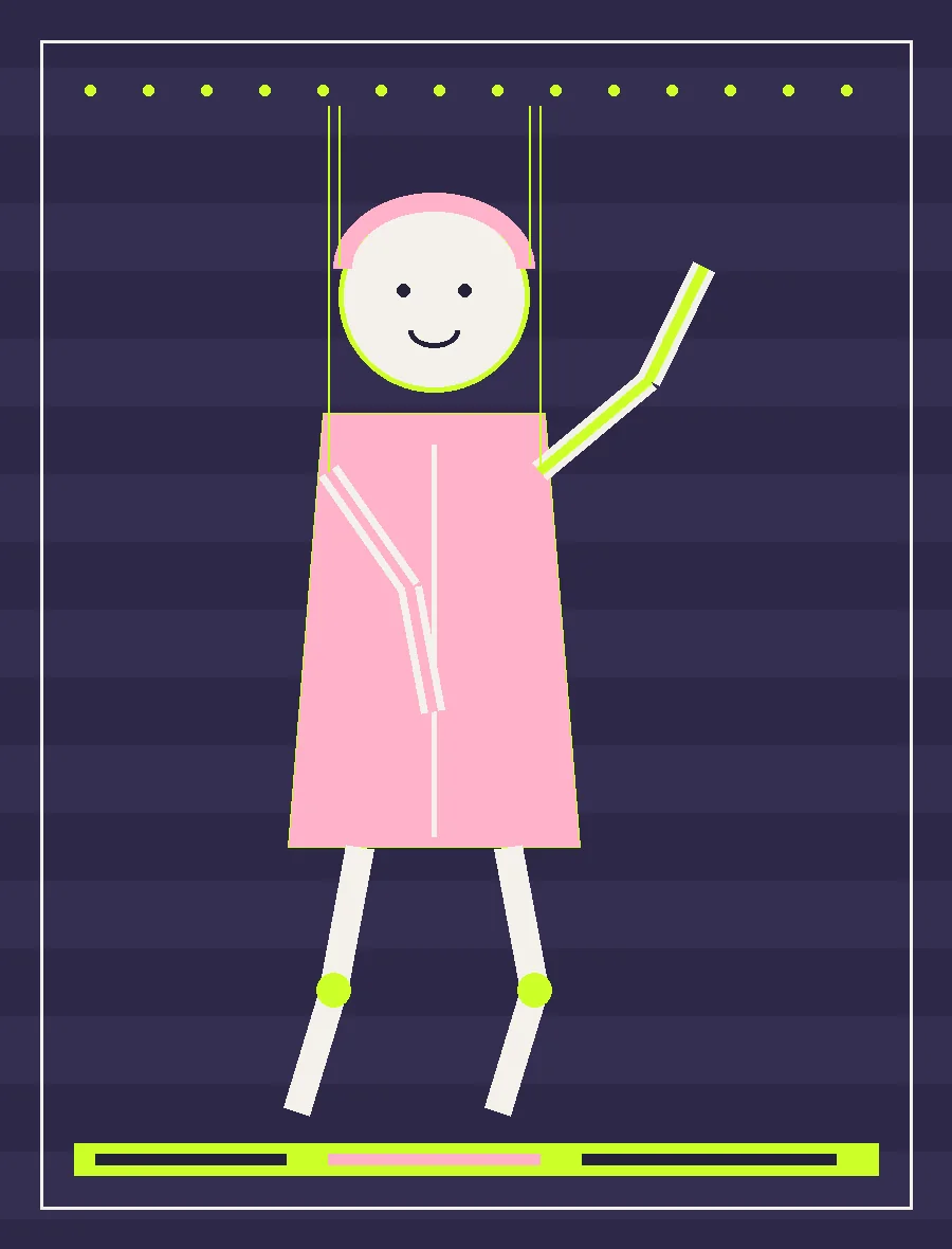 Puppet study showing a compact line of action